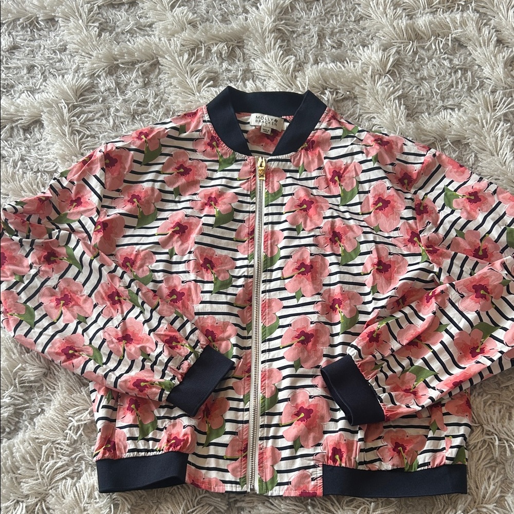 Floral Striped Bomber Jacket